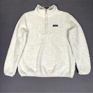 Patagonia Los Gatos 1/4 Zip Fleece Pullover Women’s Size Large, White EXCELLENT